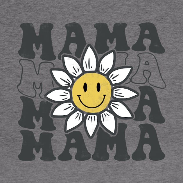 Womens Minimal Happy Face Mama Sunflower Smile Face Trendy by CreativeSalek